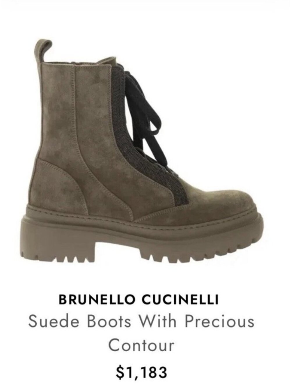 BRUNELLO CUCINELLI Suede Boots Monili Trims Size 40.5 EU 10.5 US Grey New $1183 - Picture 10 of 11